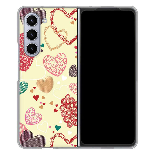 Galaxy Z Fold5 SCG22 au 480 素朴なハート ハードケース 背面印刷