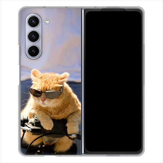 Galaxy Z Fold5 SCG22 au 595 にゃんとサイクル ハードケース 背面印刷