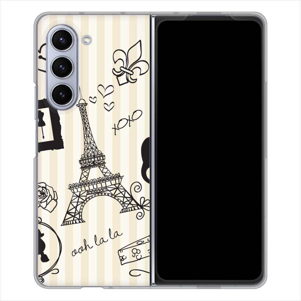 Galaxy Z Fold5 SCG22 au LOVE フランス ハードケース 背面印刷