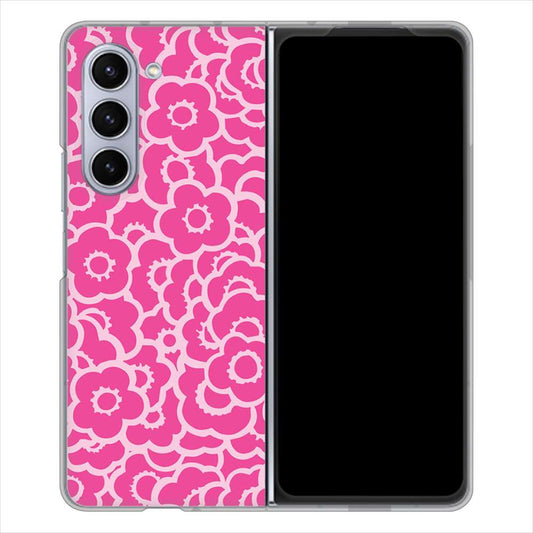 Galaxy Z Fold5 SCG22 au 716 ピンクフラワー ハードケース 背面印刷