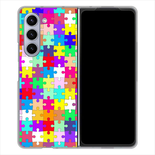 Galaxy Z Fold5 SCG22 au 727 カラフルパズル ハードケース 背面印刷