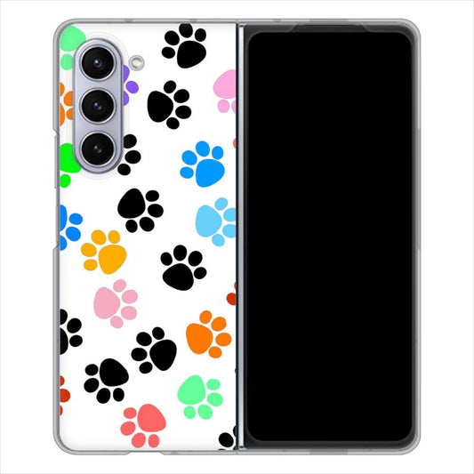 Galaxy Z Fold5 SCG22 au 1108 あしあとカラフル ハードケース 背面印刷
