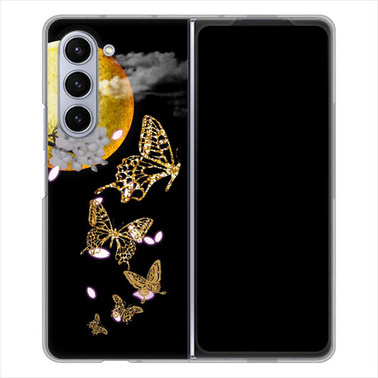 Galaxy Z Fold5 SCG22 au 1150 月に昇る蝶 ハードケース 背面印刷