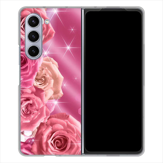 Galaxy Z Fold5 SCG22 au 1182 ピンクの薔薇に誘われて ハードケース 背面印刷