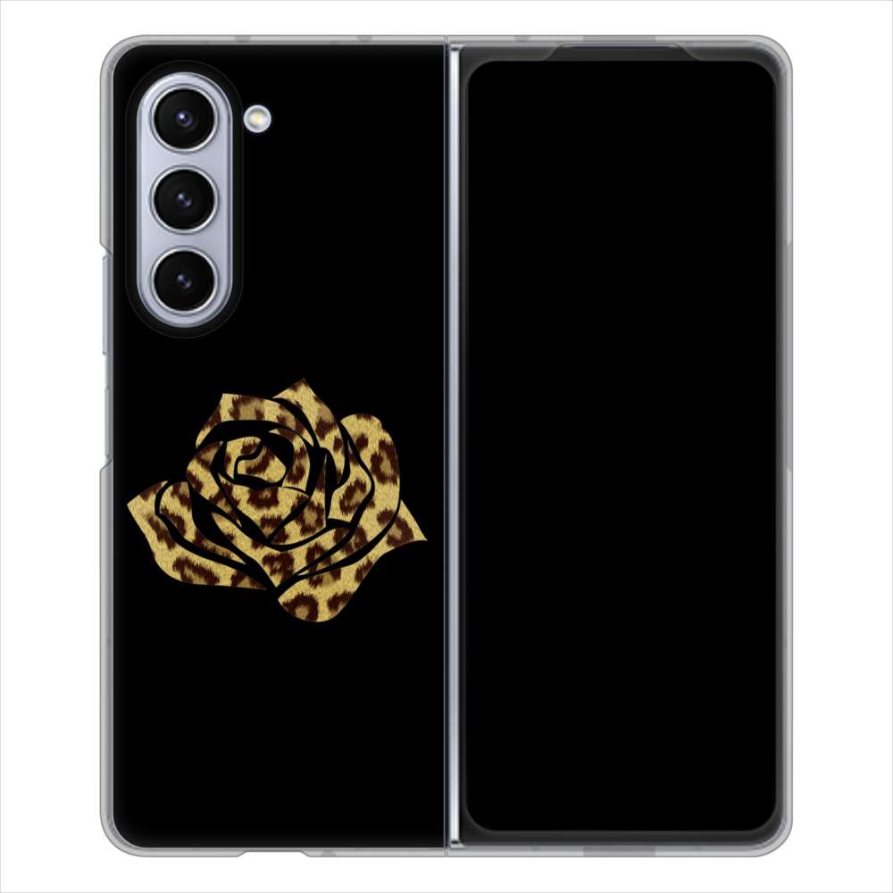 Galaxy Z Fold5 SCG22 au 1184 ヒョウのバラ（茶） ハードケース 背面印刷