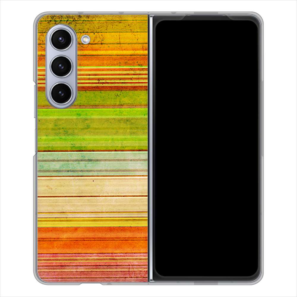 Galaxy Z Fold5 SCG22 au 1324 ビンテージボーダー（色彩） ハードケース 背面印刷