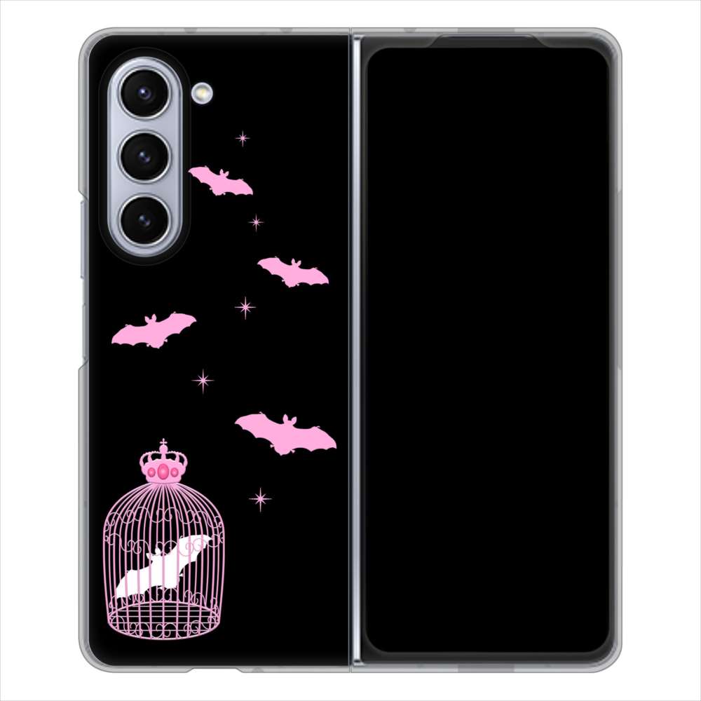 Galaxy Z Fold5 SCG22 au むかいあぐる こうもりの王冠鳥かご ハードケース 背面印刷