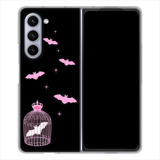 Galaxy Z Fold5 SCG22 au むかいあぐる こうもりの王冠鳥かご ハードケース 背面印刷