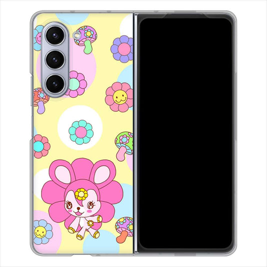 Galaxy Z Fold5 SCG22 au むかいあぐる フラワーうさぎのフラッピョン ハードケース 背面印刷