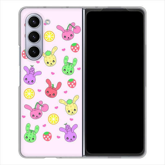 Galaxy Z Fold5 SCG22 au むかいあぐる フルーツうさぎのブルーラビッツ ハードケース 背面印刷