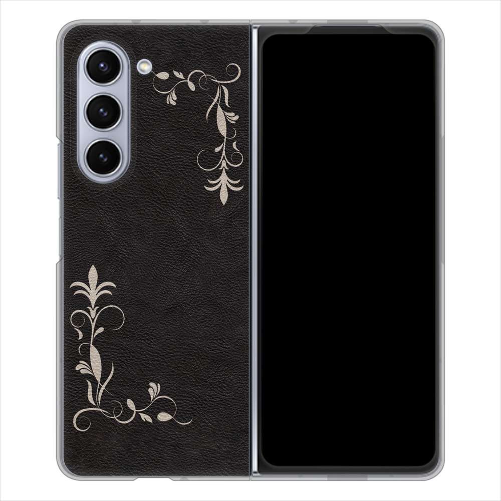 Galaxy Z Fold5 SCG22 au EK825 レザー風グラスフレーム ハードケース 背面印刷