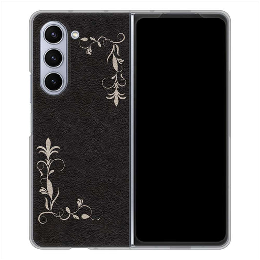 Galaxy Z Fold5 SCG22 au EK825 レザー風グラスフレーム ハードケース 背面印刷