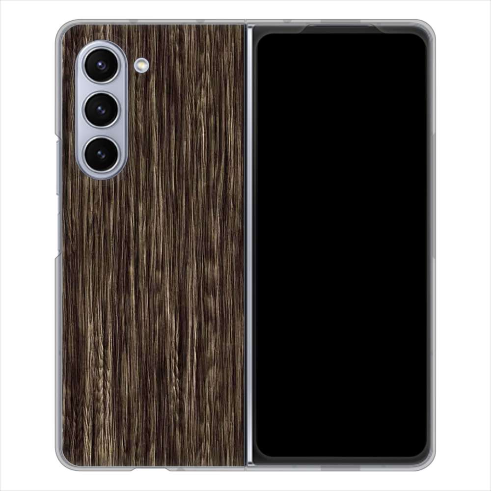 Galaxy Z Fold5 SCG22 au EK848 木目ダークブラウン ハードケース 背面印刷