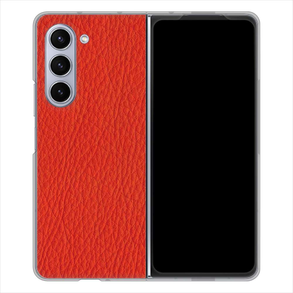 Galaxy Z Fold5 SCG22 au EK852 レザー風レッド ハードケース 背面印刷