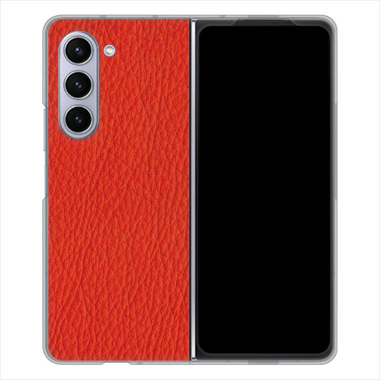 Galaxy Z Fold5 SCG22 au EK852 レザー風レッド ハードケース 背面印刷