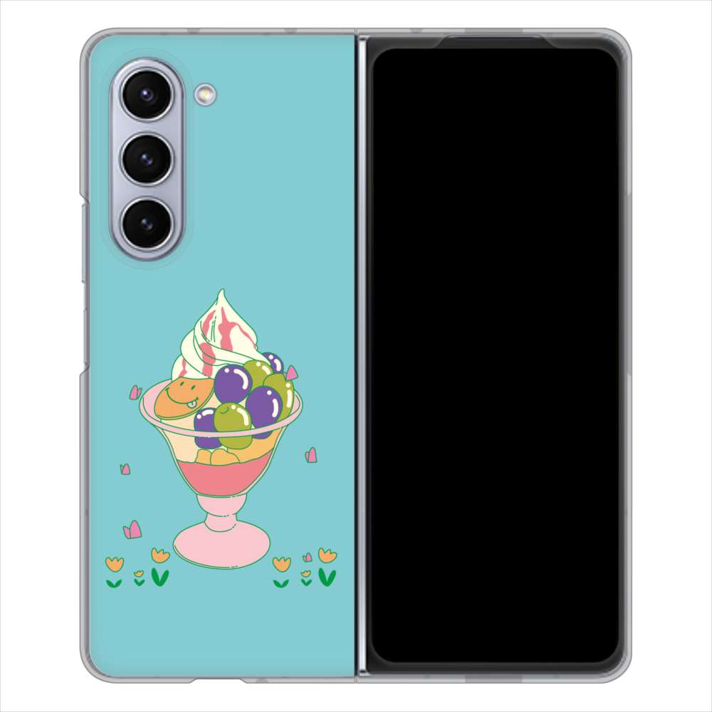 Galaxy Z Fold5 SCG22 au スイーツイラスト ハードケース 背面印刷