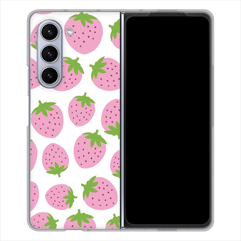 Galaxy Z Fold5 SCG22 au 小さいイチゴ模様 ハードケース 背面印刷