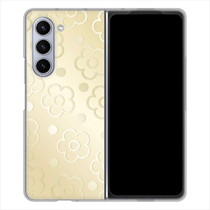 Galaxy Z Fold5 SCG22 au エンボス風デイジーシンプル ハードケース 背面印刷