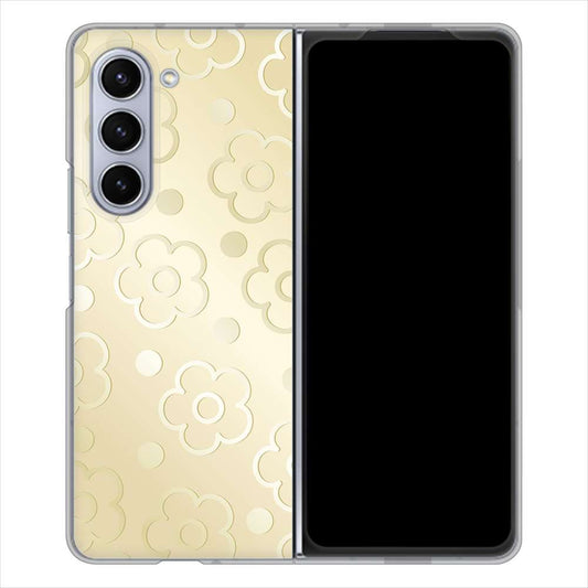 Galaxy Z Fold5 SCG22 au エンボス風デイジーシンプル ハードケース 背面印刷