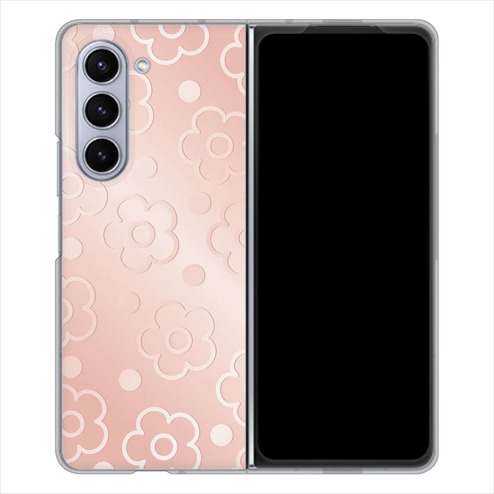 Galaxy Z Fold5 SCG22 au エンボス風デイジーシンプル ハードケース 背面印刷