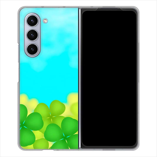 Galaxy Z Fold5 SCG22 au VA820 四葉のクローバー畑 ハードケース 背面印刷