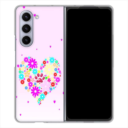 Galaxy Z Fold5 SCG22 au ハートと肉球 ハードケース 背面印刷
