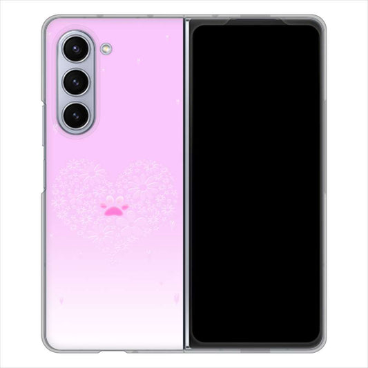 Galaxy Z Fold5 SCG22 au ハートと肉球 ハードケース 背面印刷