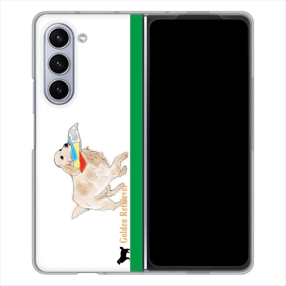 Galaxy Z Fold5 SCG22 au ゴールデンレトリバー ハードケース 背面印刷