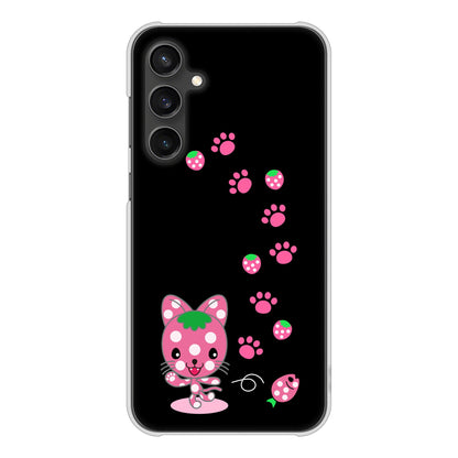 Galaxy S23 FE SCG24 au 高画質仕上げ 背面印刷 ハードケースむかいあぐる イチゴ猫のにゃんベリー