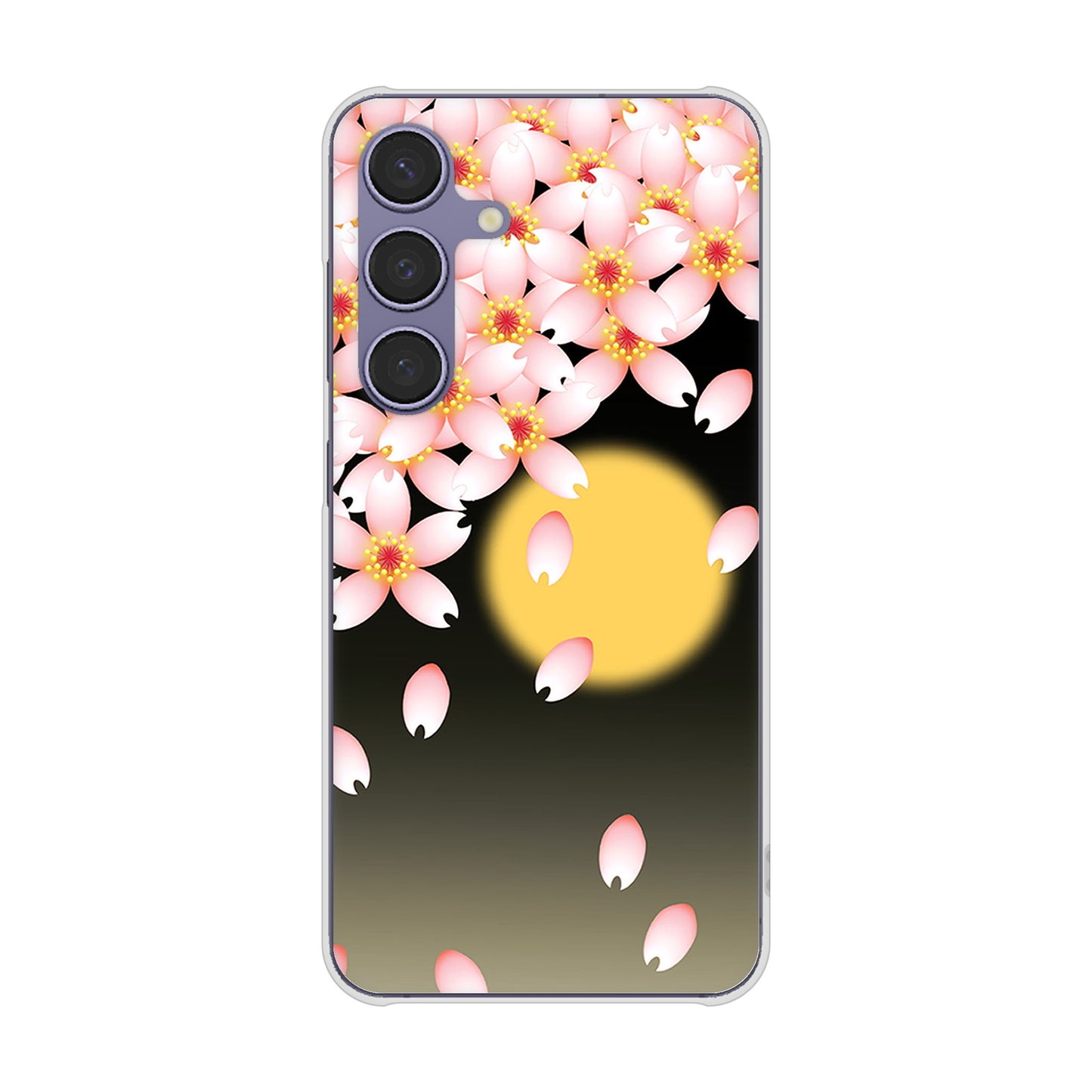 Galaxy S24 SCG25 au 136 満月と夜桜 ハードケース 背面印刷