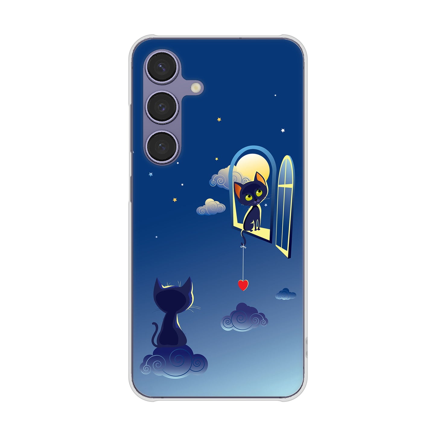 Galaxy S24 SCG25 au 夜とネコ ハードケース 背面印刷