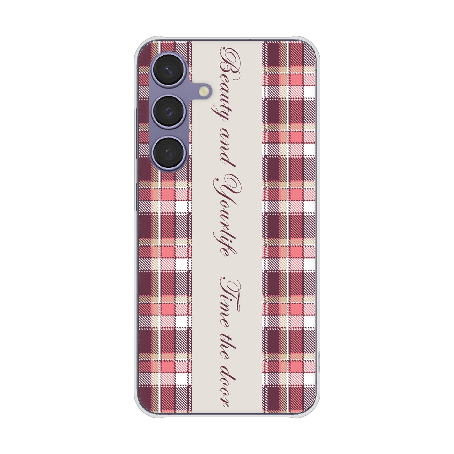 Galaxy S24 SCG25 au ピンクチェック ハードケース 背面印刷
