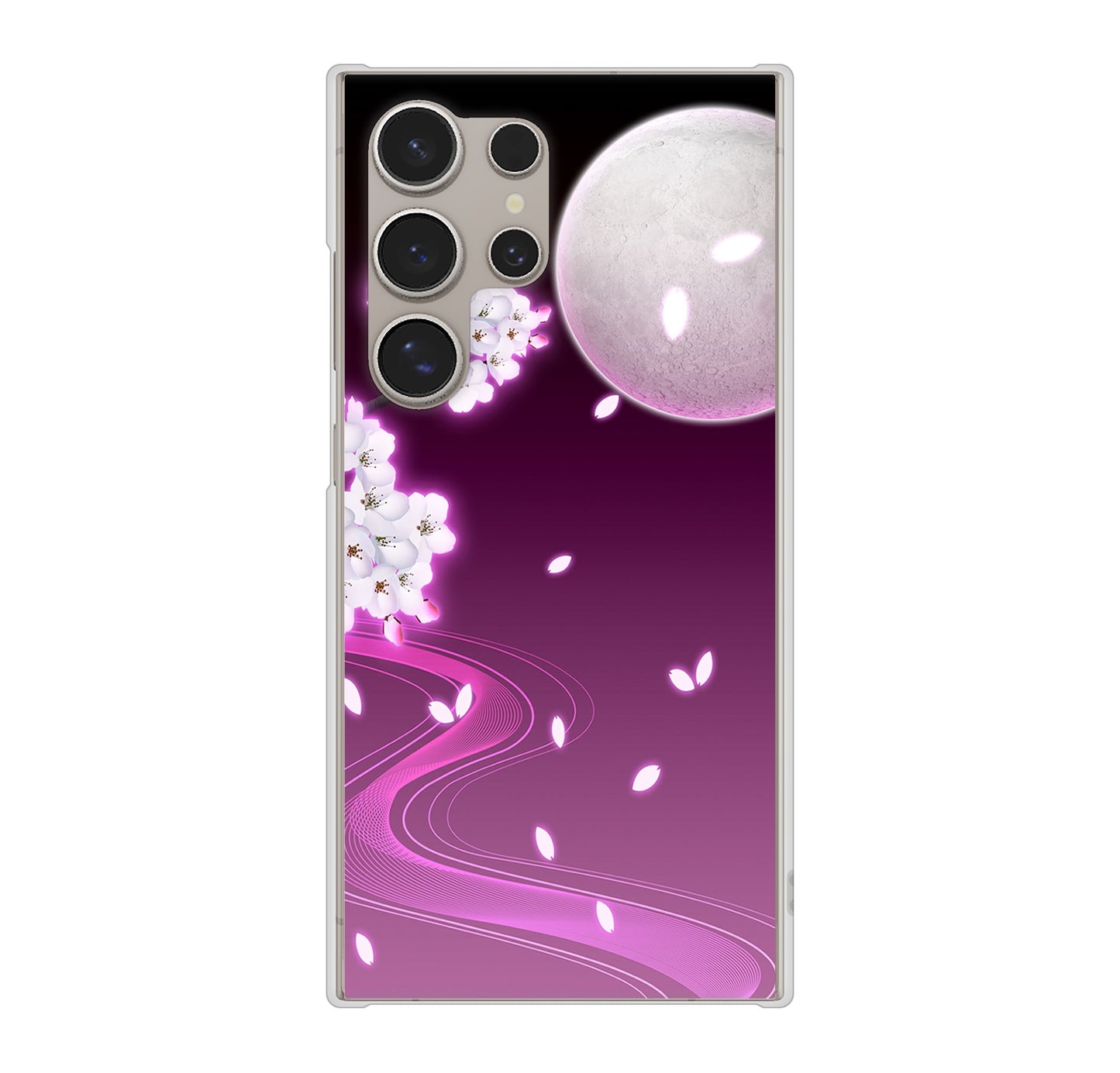 Galaxy S24 Ultra SCG26 au 1223 紫に染まる月と桜 ハードケース 背面印刷