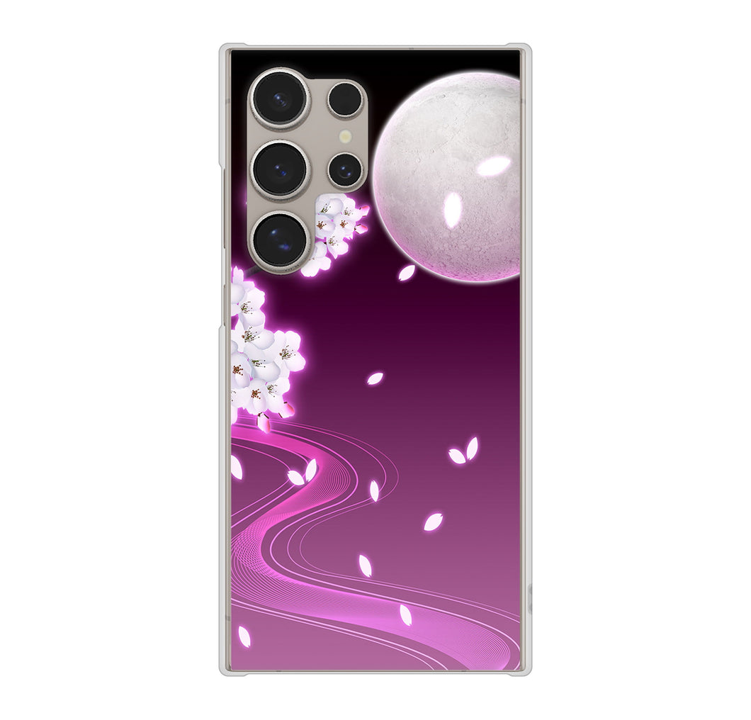 Galaxy S24 Ultra SCG26 au 1223 紫に染まる月と桜 ハードケース 背面印刷