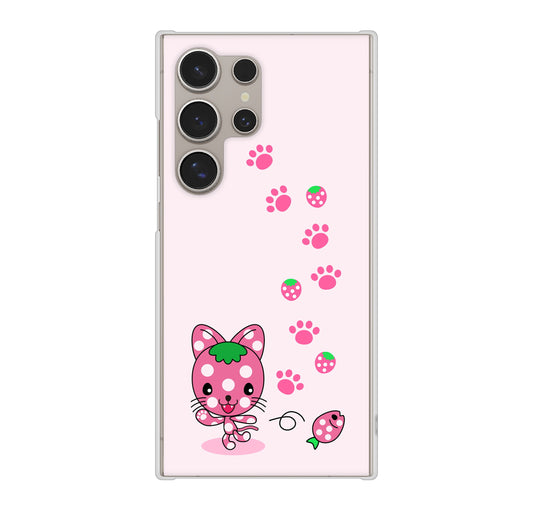 Galaxy S24 Ultra SCG26 au むかいあぐる イチゴ猫のにゃんベリー ハードケース 背面印刷