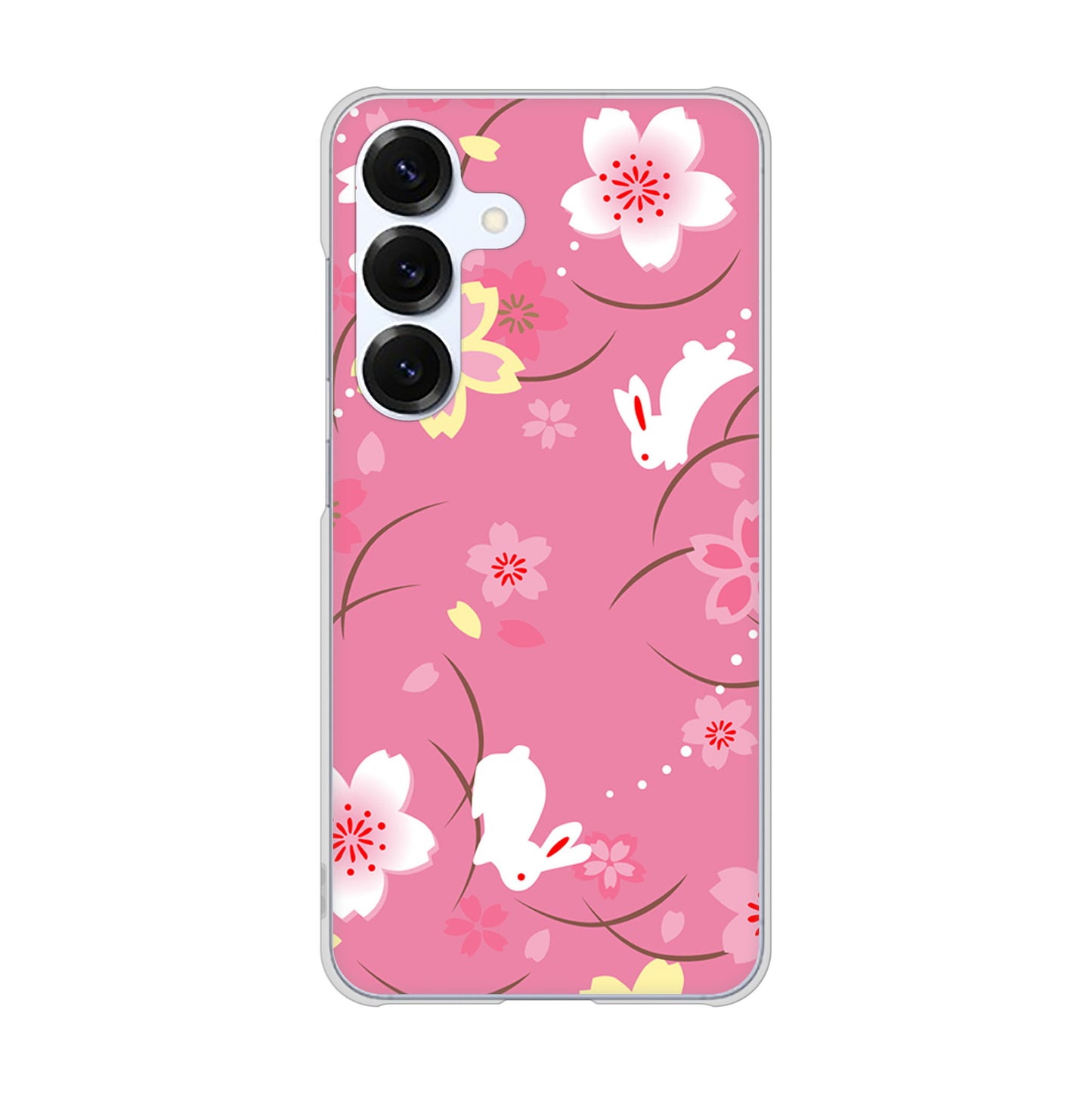 Galaxy S25 SCG31 au 149 桜と白うさぎ ハードケース 背面印刷