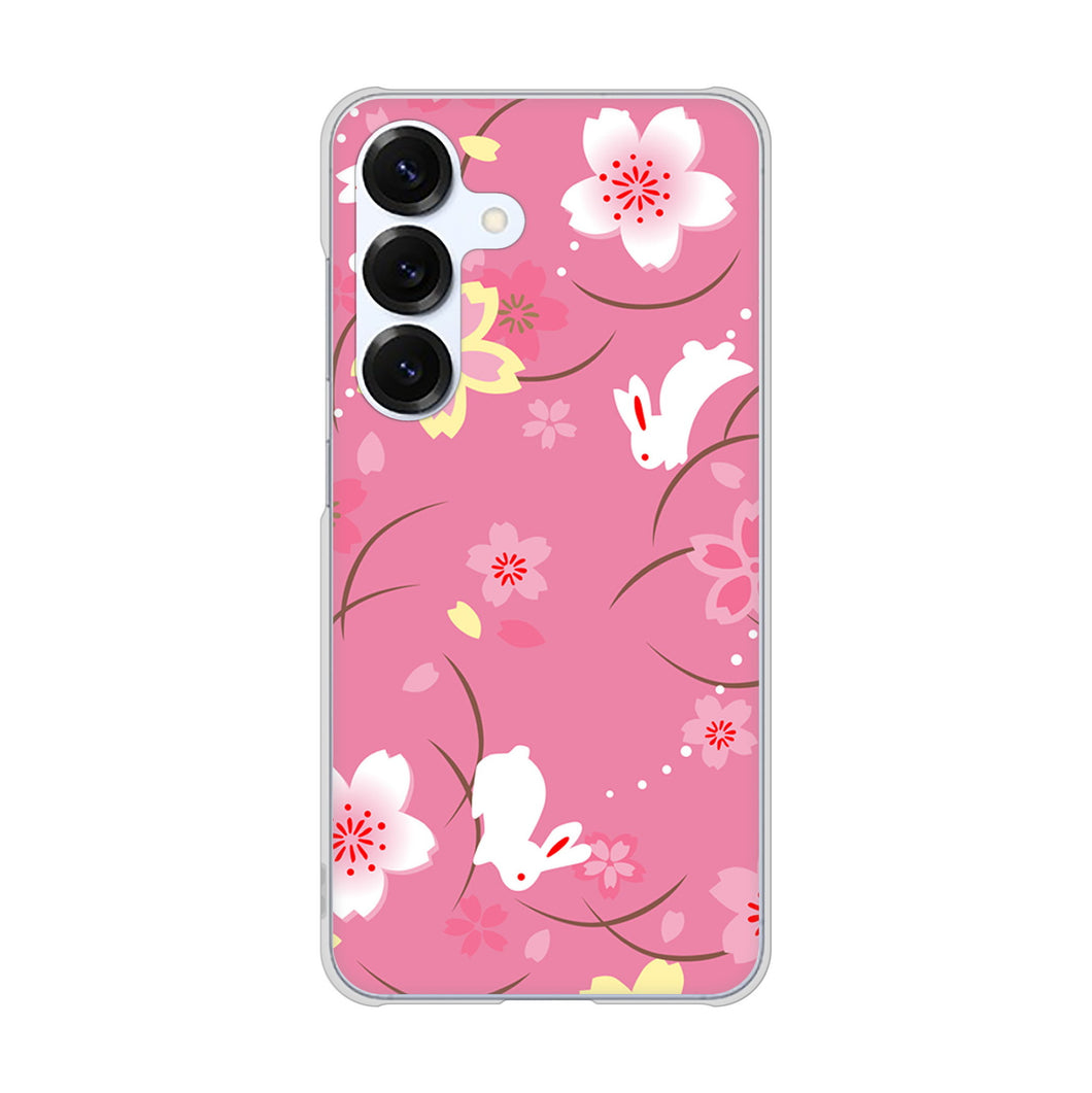 Galaxy S25 SCG31 au 149 桜と白うさぎ ハードケース 背面印刷