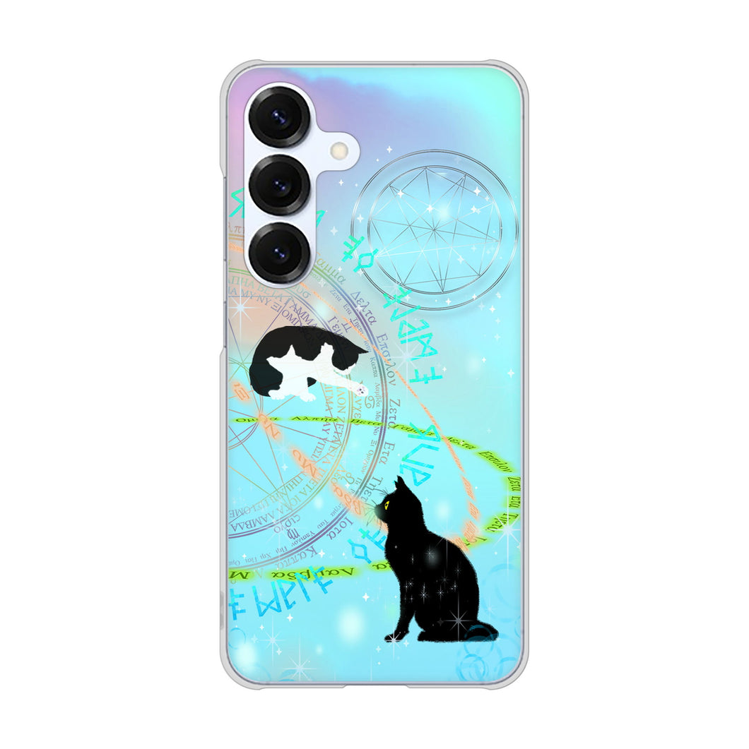 Galaxy S25 SCG31 au 高画質仕上げ 背面印刷 ハードケース魔法陣猫