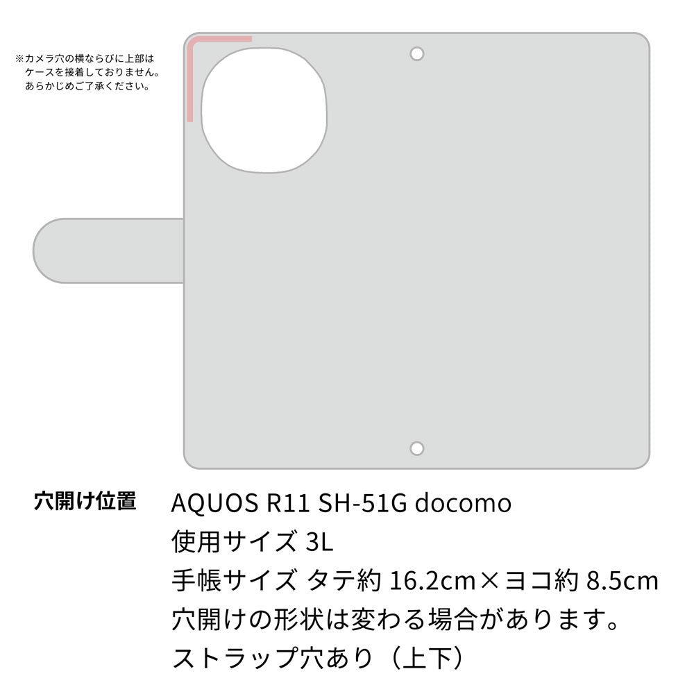 AQUOS R11 SH-51G docomo クリアプリントブラックタイプ 手帳型ケース