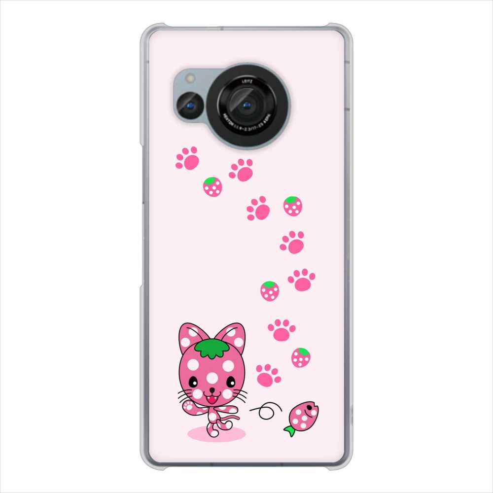 AQUOS R8 SH-52D docomo むかいあぐる イチゴ猫のにゃんベリー ハードケース 背面印刷