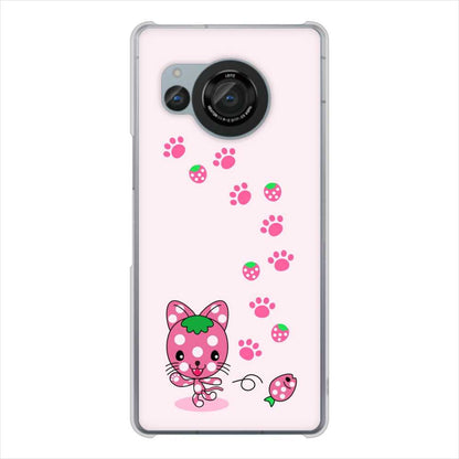 AQUOS R8 SH-52D docomo むかいあぐる イチゴ猫のにゃんベリー ハードケース 背面印刷