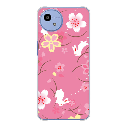 AQUOS wish5 SH-M32 149 桜と白うさぎ ハードケース 背面印刷