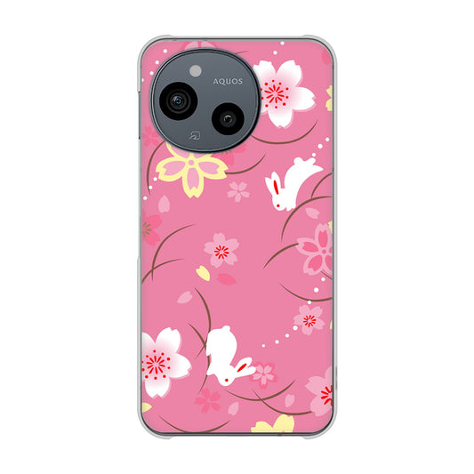 AQUOS sense10 SH-M33 149 桜と白うさぎ ハードケース 背面印刷