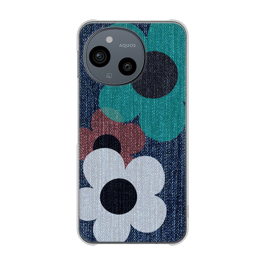 AQUOS sense10 SH-M33 EK869 ルーズフラワーinデニム風 ハードケース 背面印刷