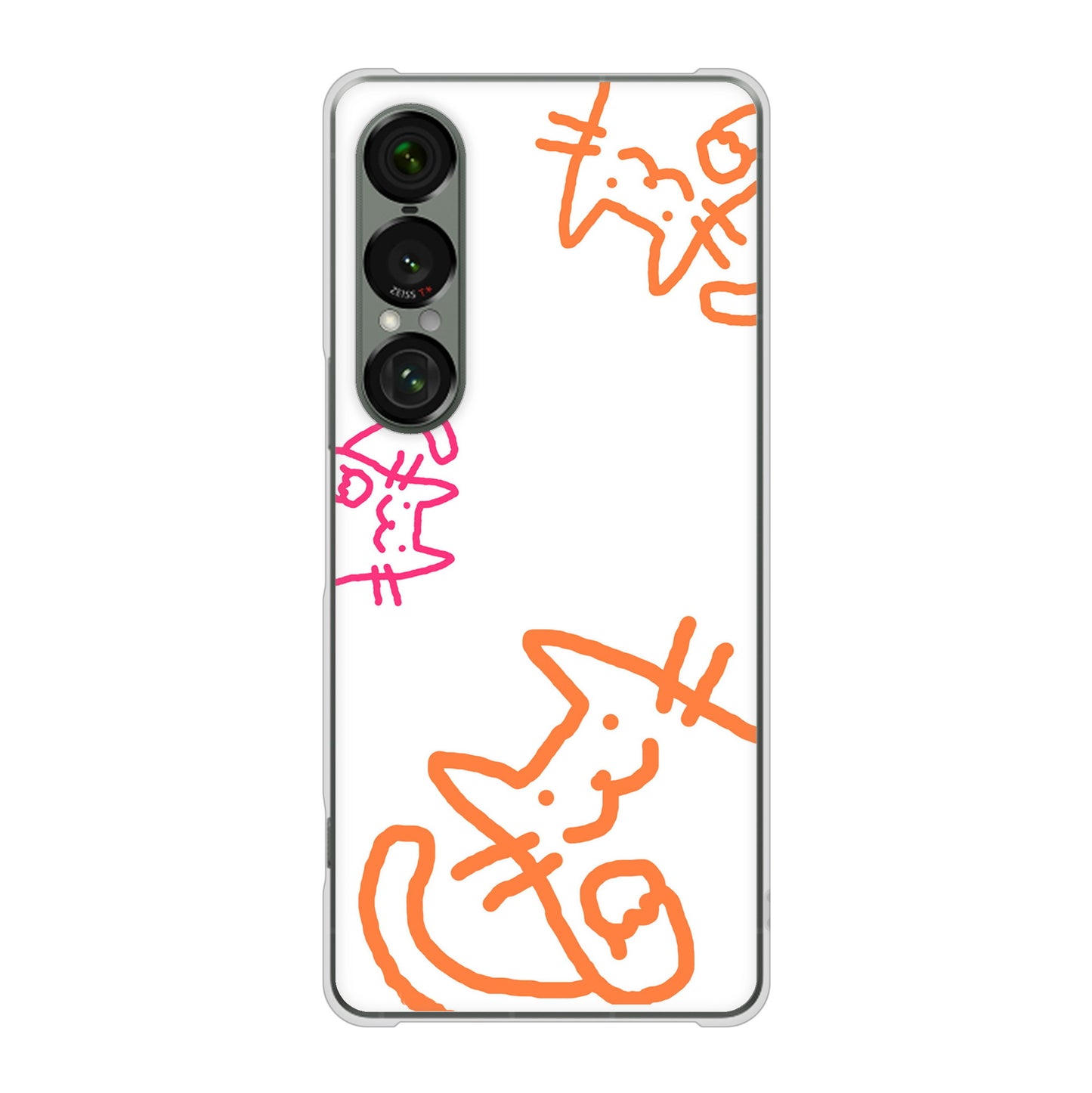 Xperia 1 VII SO-51F docomo 1098 手まねきする3匹のネコ ハードケース 背面印刷