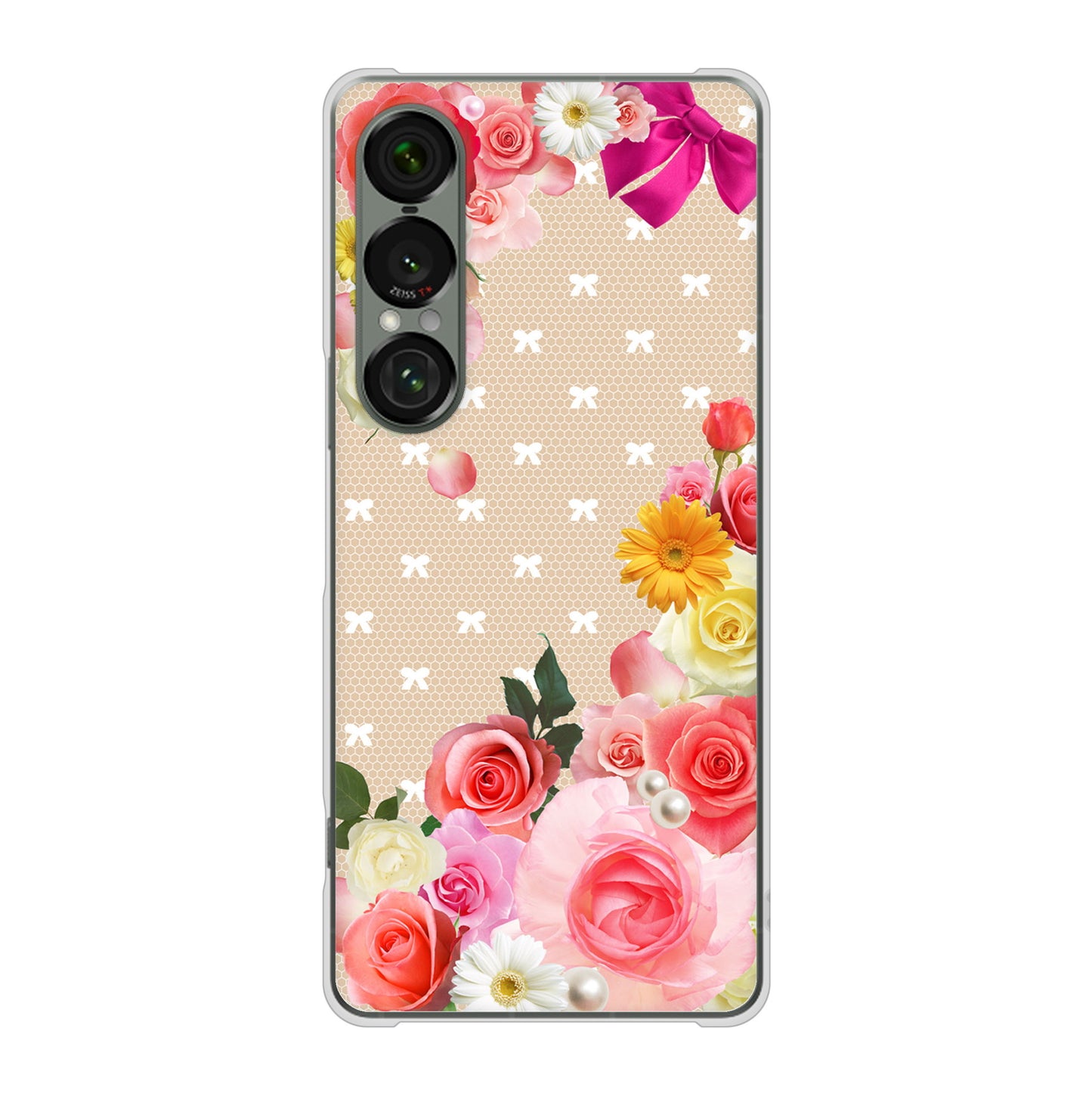 Xperia 1 VII SO-51F docomo ロマンチックなバラ ハードケース 背面印刷