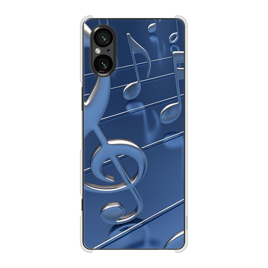 Xperia 5 V SOG12 au 高画質仕上げ 背面印刷 ハードケース音符