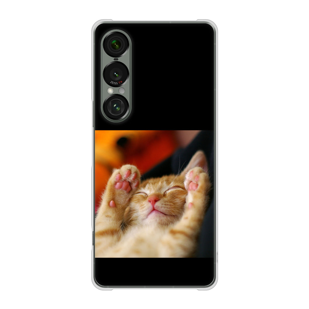 Xperia 1 VII SOG15 au VA804 爆睡するネコ ハードケース 背面印刷
