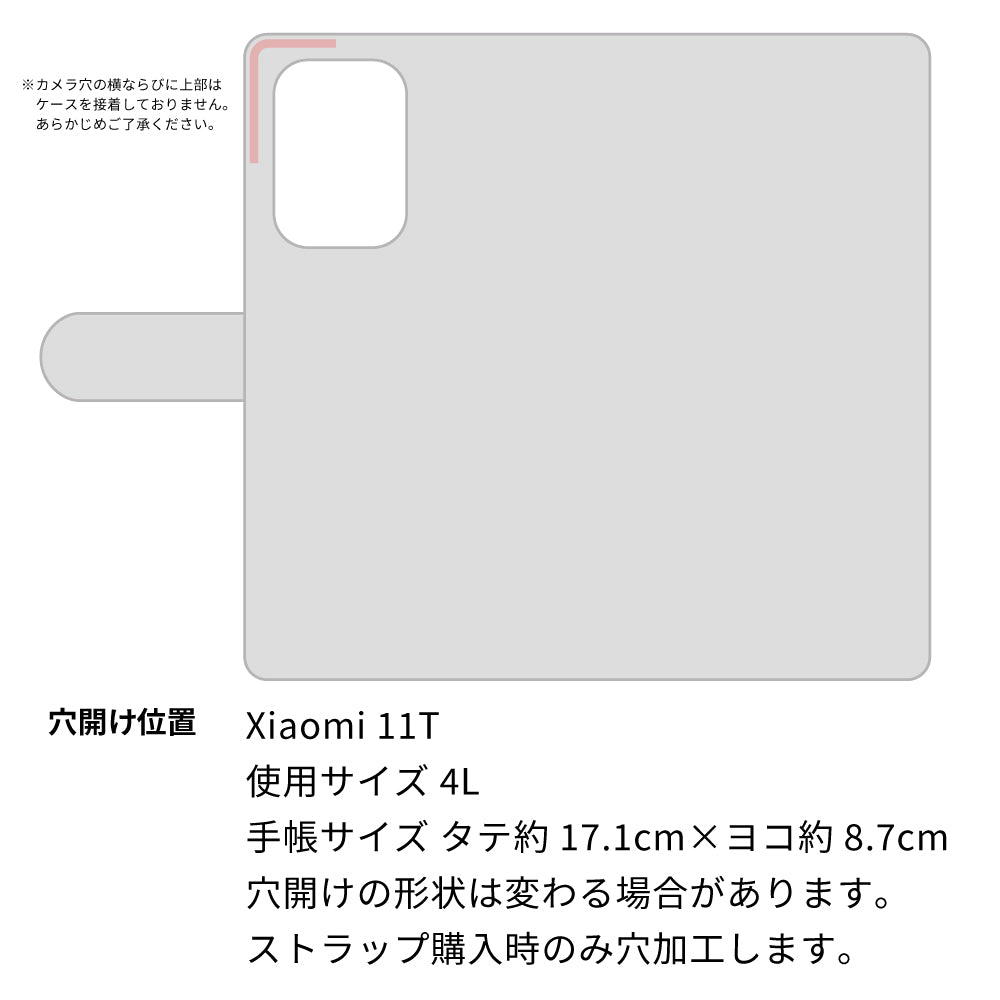 Xiaomi 11T 天然素材の水玉デニム本革仕立て 本革ベルト 手帳型ケース 耐衝撃
