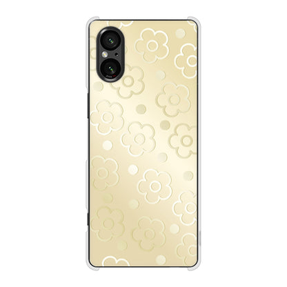 Xperia 5 V XQ-DE44 エンボス風デイジーシンプル ハードケース 背面印刷